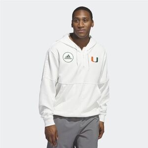 Adidas Miami Hurricanes White Zero Dye Half Zip Hoodie Recycled LT - Large Tall